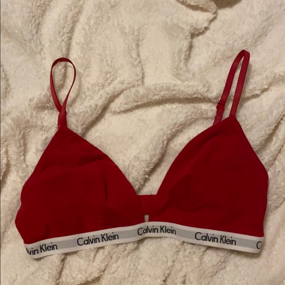 Red V Neck Bralette